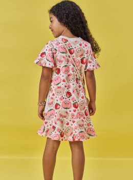Vestido Off - white com bolsinha - Infanti