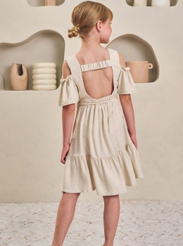 Vestido Infantil Off White com Detalhes em Renda – Infanti