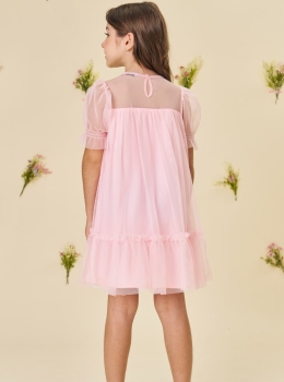 Vestido Infantil Rosa Tule Delicado – Infanti