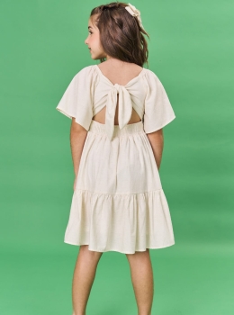Vestido Infantil Natural com Mangas Amplas – Infanti