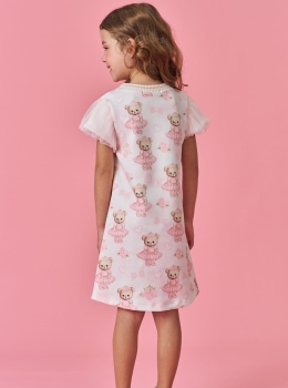 Vestido Infantil Estampado Ursinha Bailarina – Kukie