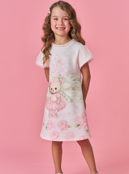 Vestido Infantil Estampado Ursinha Bailarina – Kukie