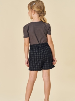 Conjunto Infantil Blusa Canelada e Saia Pied-de-Poule – Infanti