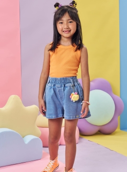 Conjunto Infantil Regata Canelada e Short Jeans – Kukie