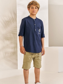 Conjunto Infantil Camiseta Estilo Camisa e Bermuda – Johnny Fox