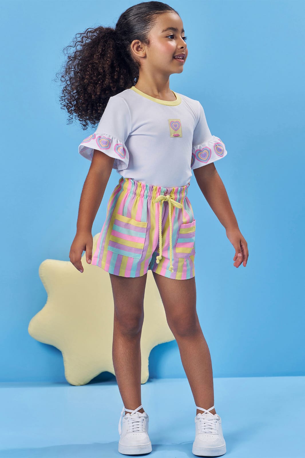 Conjunto Infantil Colorido Blusa e Shorts Kukie